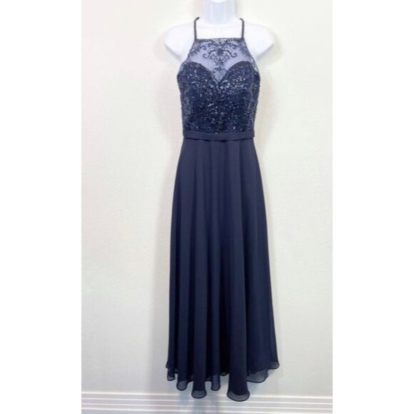 Mori Lee Sheer Beaded Bridesmaid Dress Gown Formal Black Tie Style 21506 Size 6 - Picture 5 of 15